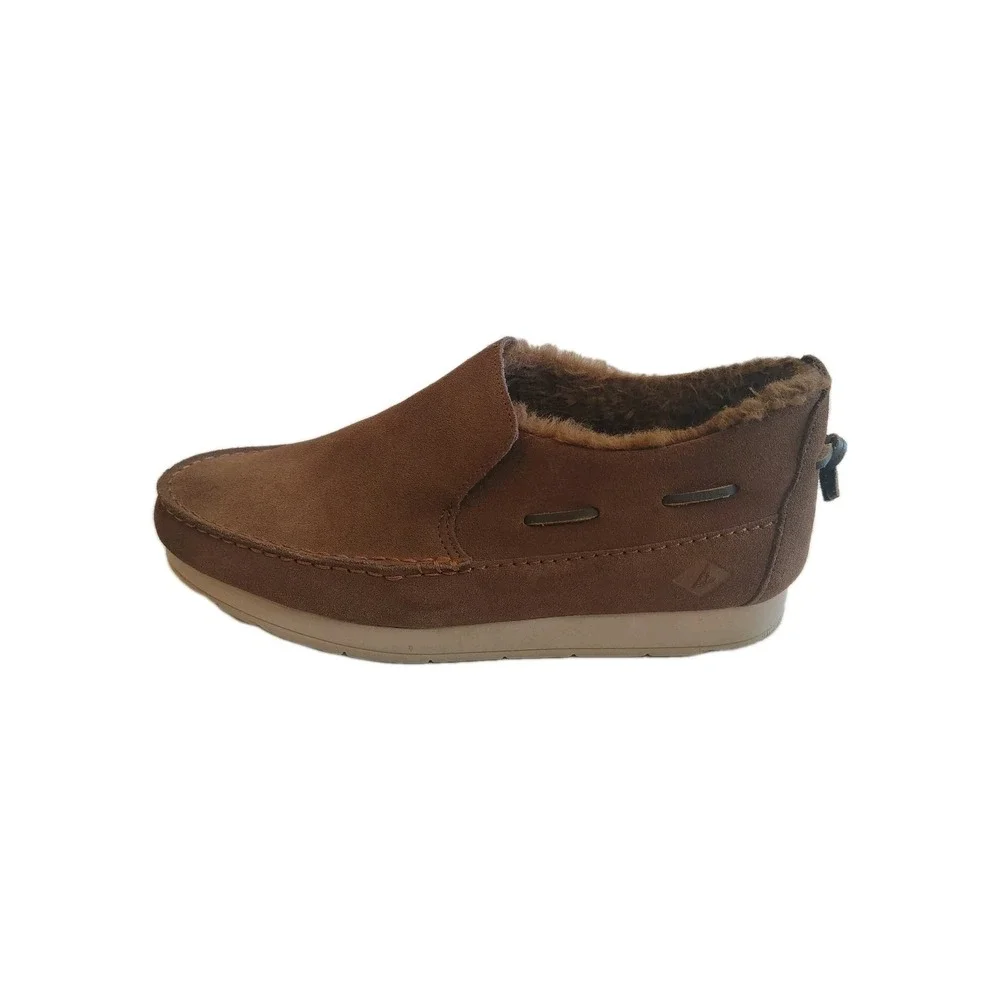 Sperry Moc Sider Men's Slip On Shoes Fleece Lined Suede Dark Brown Size 9.5‎